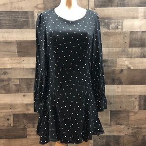 Bar III l Bar 3 Long Sleeve Polka Dot Black Dress